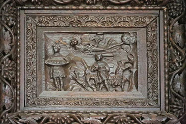 Panneau de porte du 5e siècle : Habacuc est enlevé
